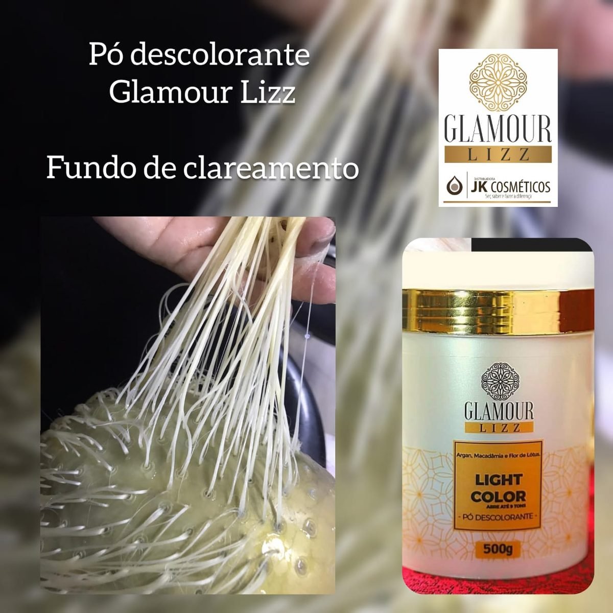 Fundo de clareamento uniforme com o pó descolorante Glamour Lizz