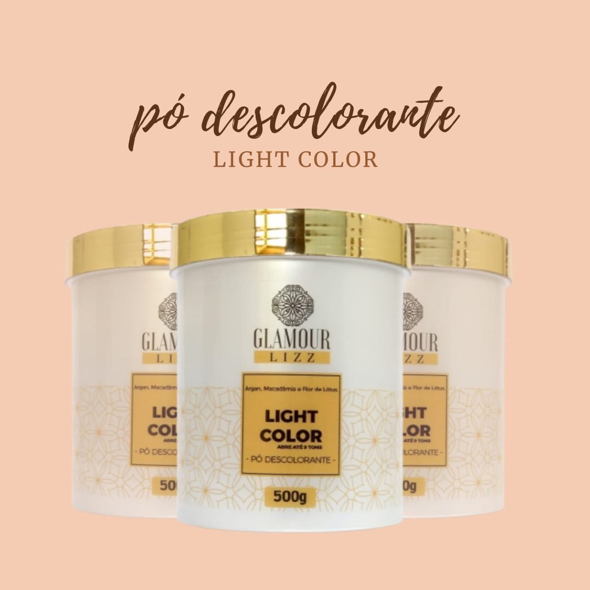 Pó descolorante Light Color Glamour Lizz, pote de 500g